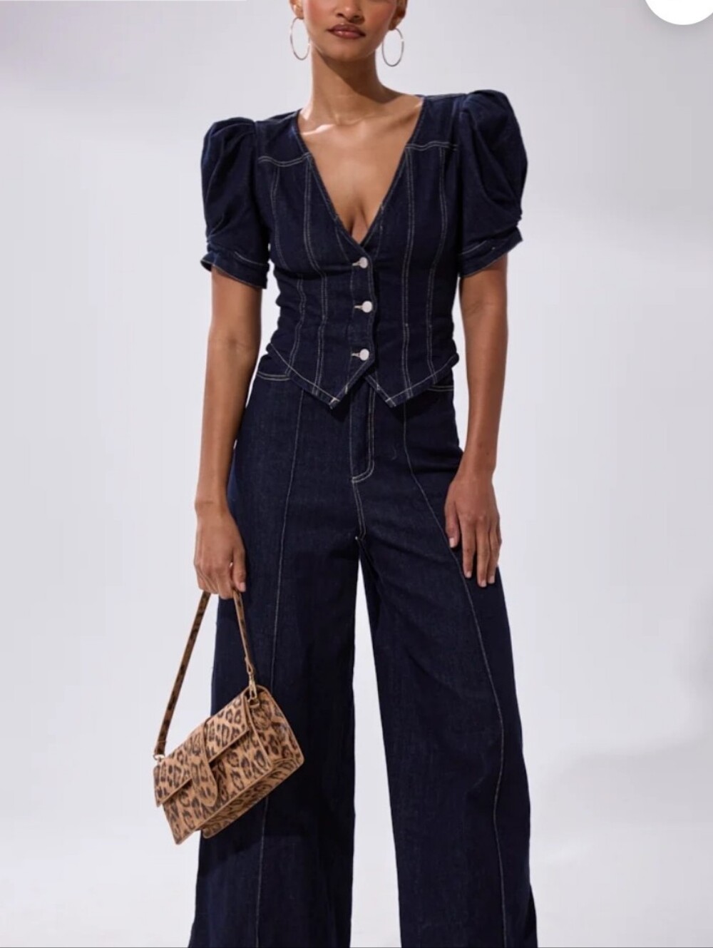 Dark Indigo Wide-Leg Jumpsuit Sz S